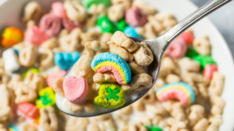 spoonful of Lucky Charms cereal