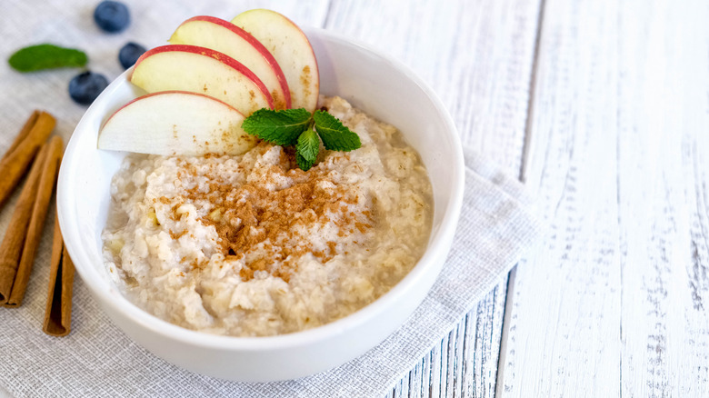 bowl of oatmeal with fruit