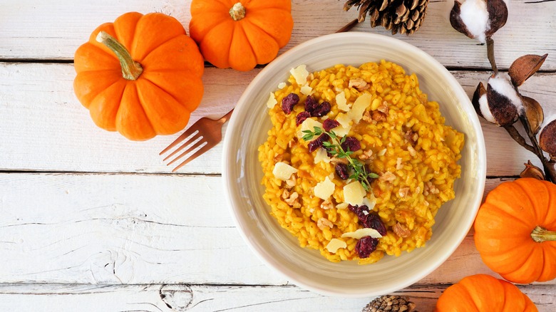 pumpkin risotto with cranberries