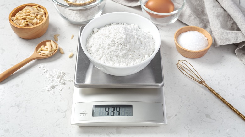 Flour on a kitchen scale