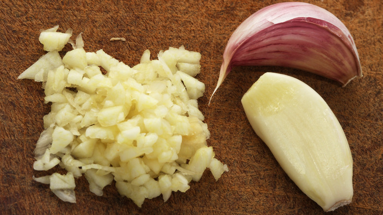 chopped garlic and whole cloves