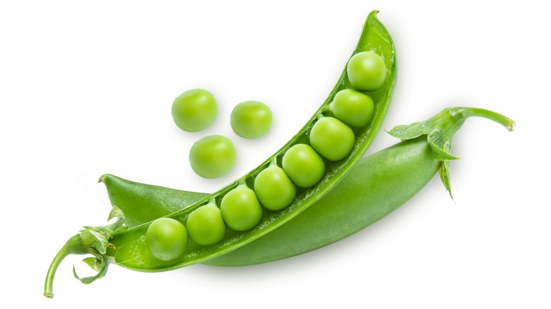 pea pod on white background