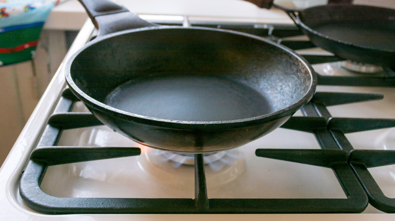 cast iron pan on stove