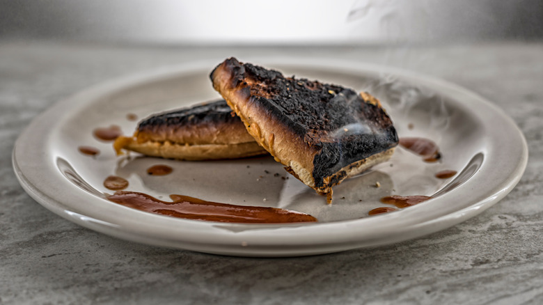 burnt grilled cheese on plate