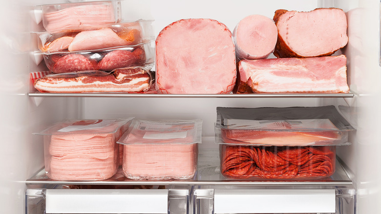 ham and other meat in the fridge