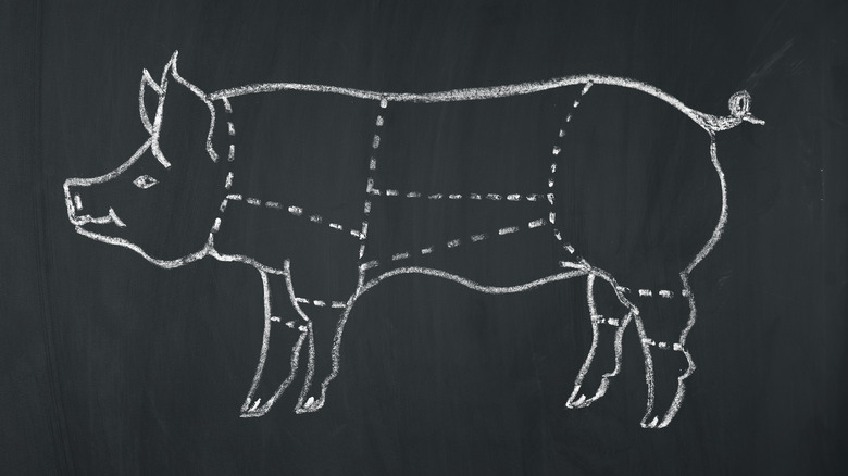 pig parts on chalkboard