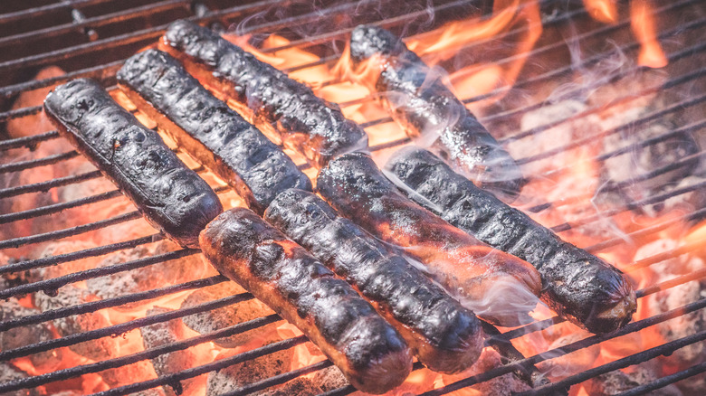 grilling hot dogs