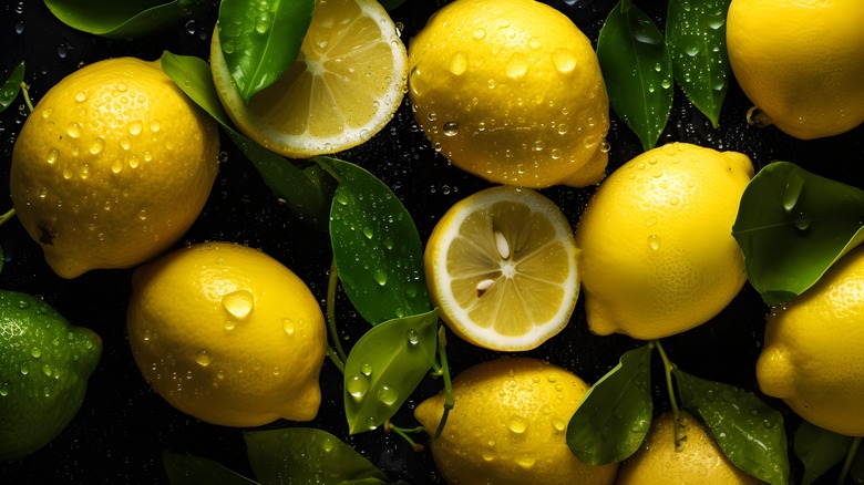 fresh lemons and leaves