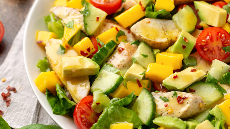 bowl of mango chicken salad 