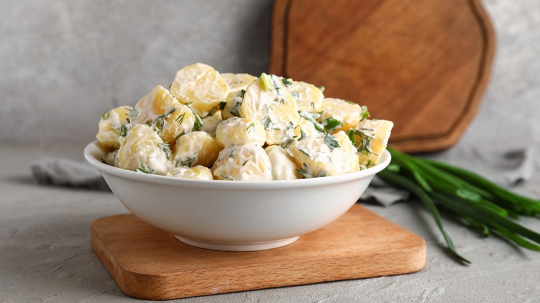 potato salad white bowl