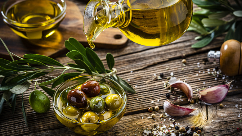 Olive oil and olives