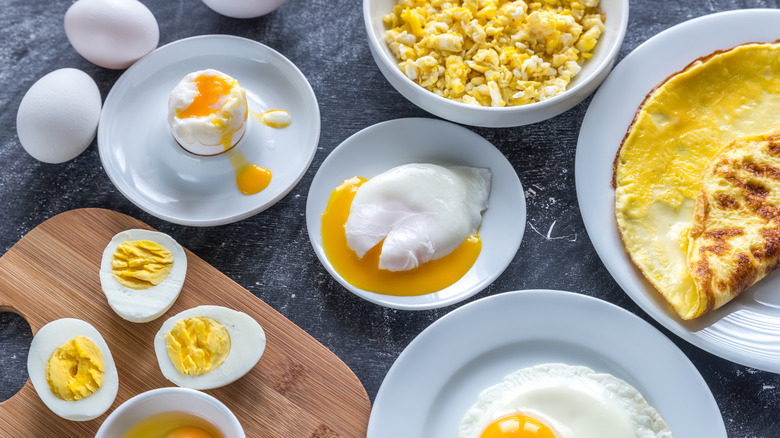 eggs in different doneness stages