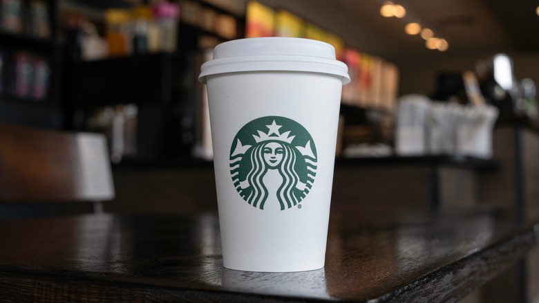 Starbucks cup on counter