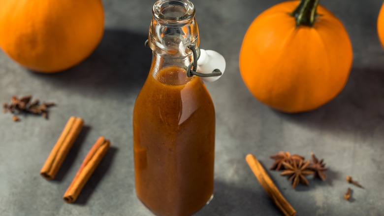 bottle of pumpkin spice syrup