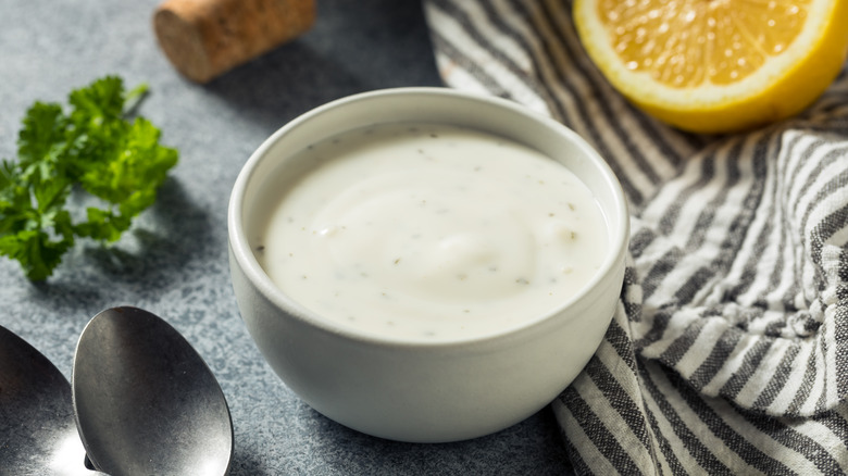 salad dressing in bowl