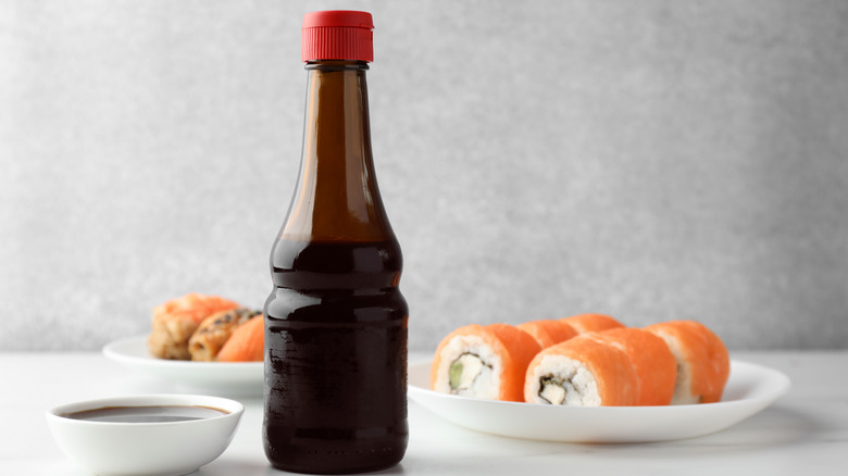 unlabeled bottle soy sauce