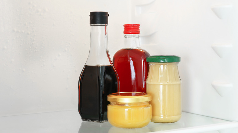 sauces and condiments in the fridge