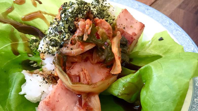 spam in a lettuce cup