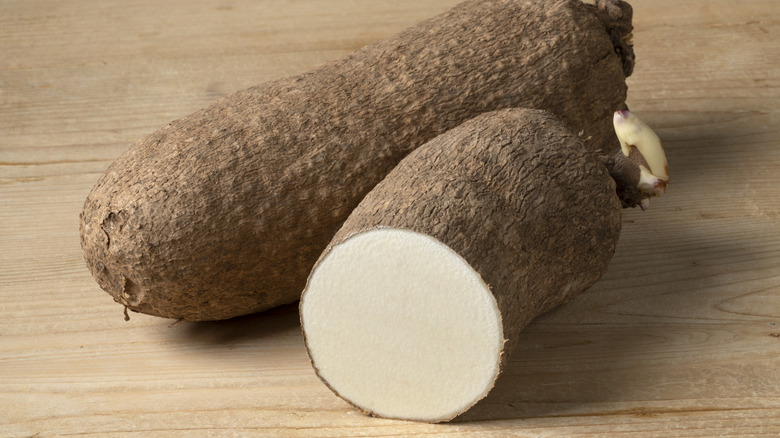 yam on wooden counter