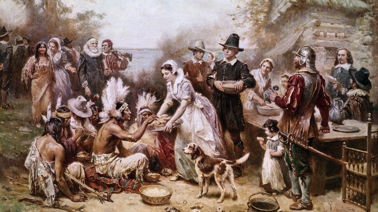 Jean Leon Gerome Ferris's painting of the first Thanksgiving