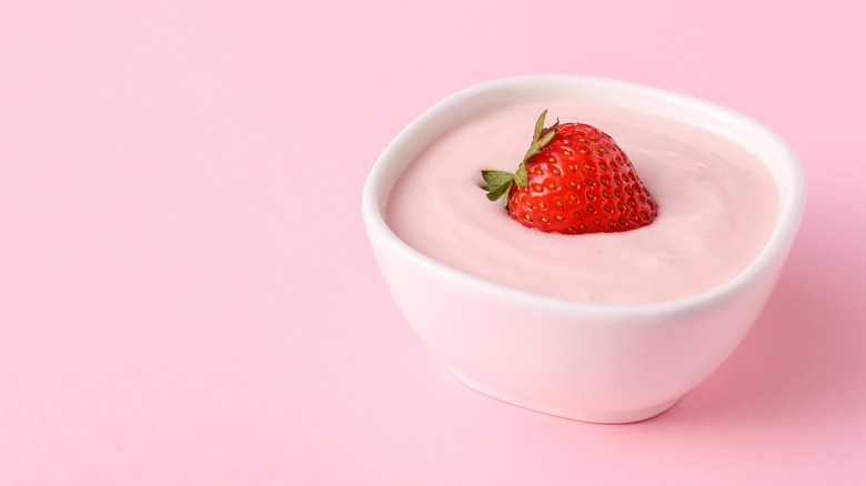 bowl of strawberry yogurt