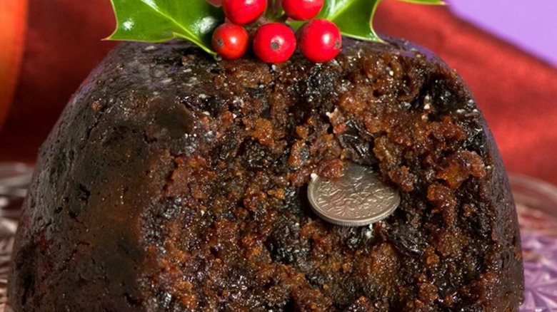 Christmas pudding with sixpence