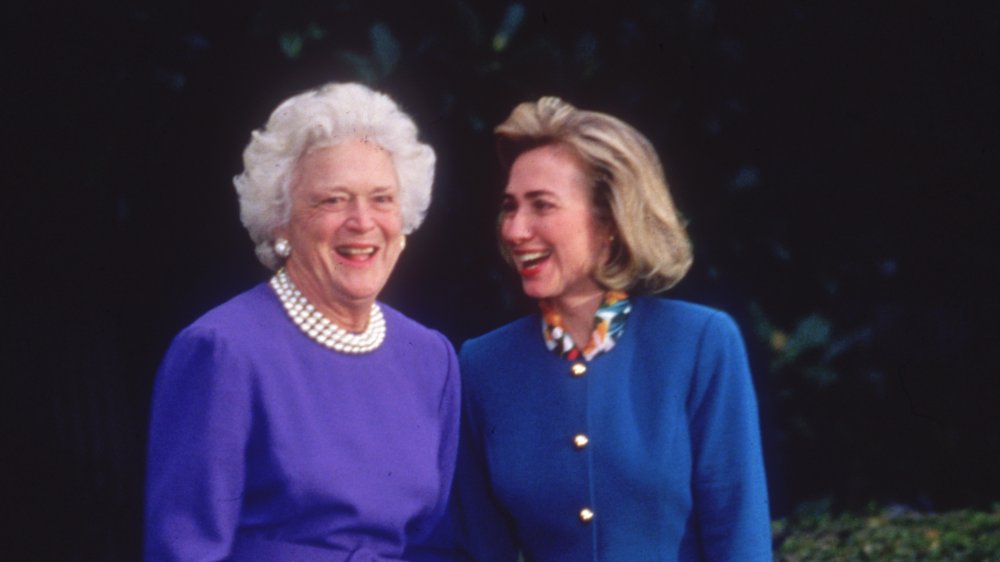 Hillary Clinton and Barbara Bush