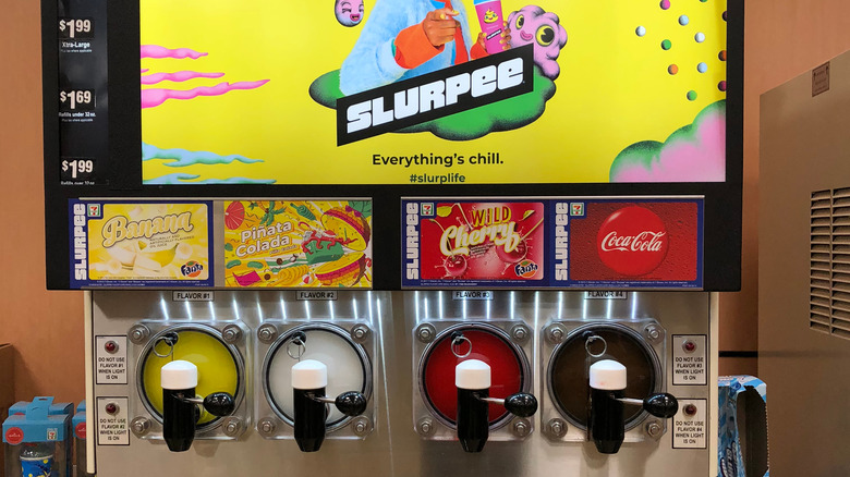 Slurpee machine in a 7-Eleven