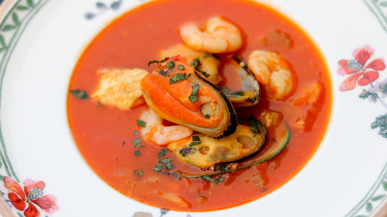 bowl of seafood bouillabaisse