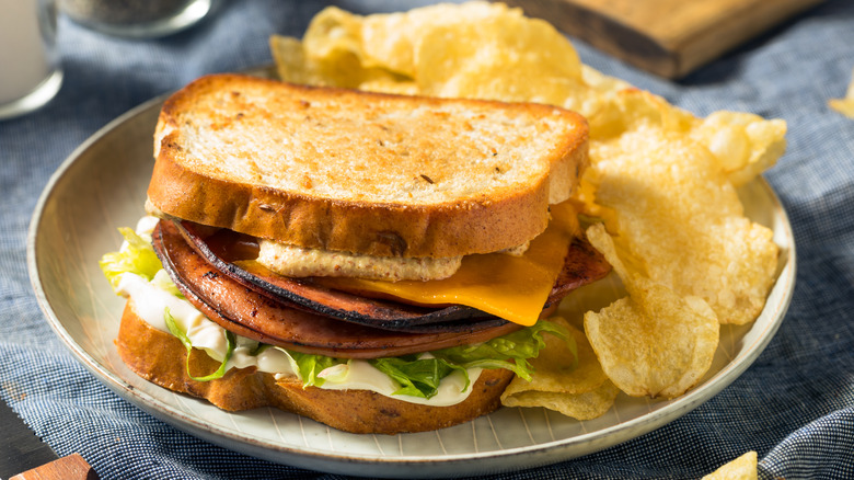 Fried bologna sandwich