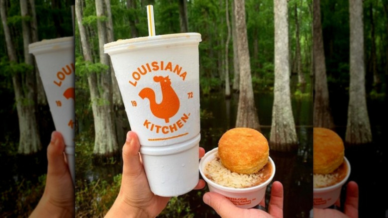 Popeyes biscuit and drink