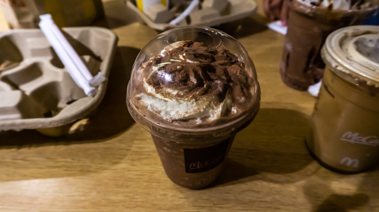 McCafe mocha frappe on table