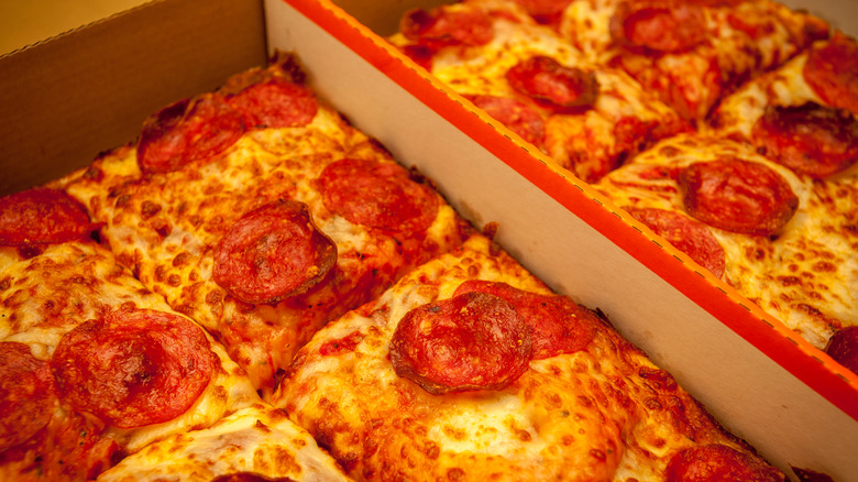 Little Caesars pizza in box close up