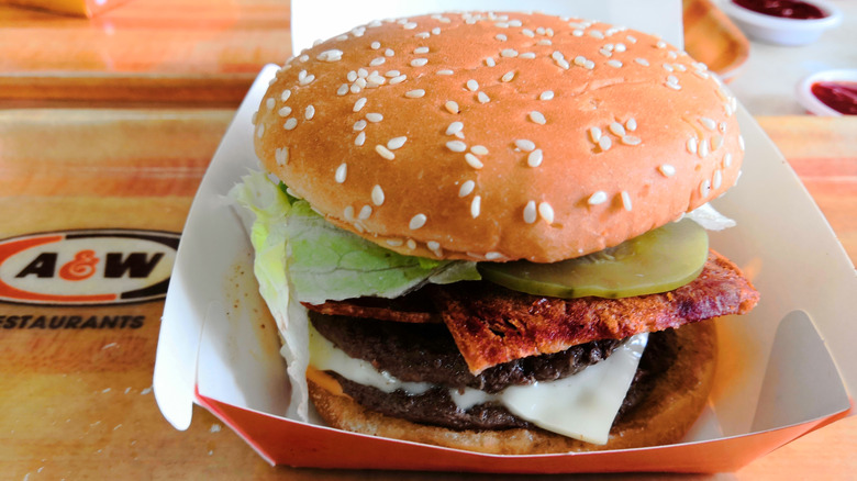 A&W bacon double cheeseburger