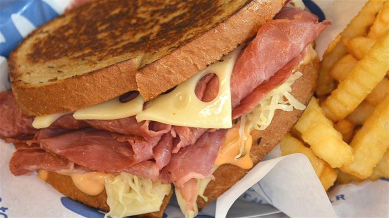 Reuben sandwich with fries