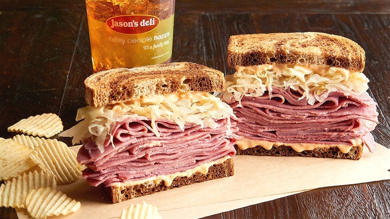 Reuben sandwich with soda