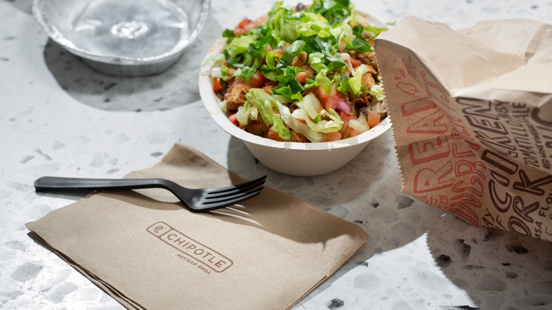 Chipotle salad in a bowl