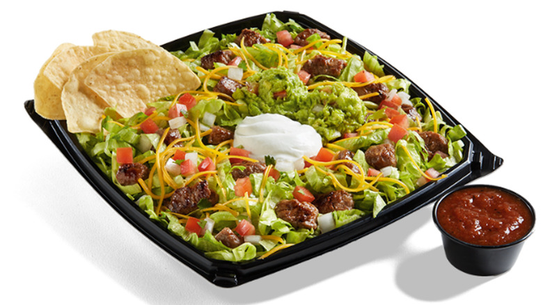 Del Taco salad with salsa on the side