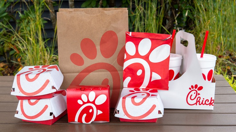 Bags of food from Chick-fil-A
