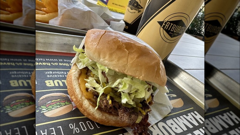 Fatburger burger on tray