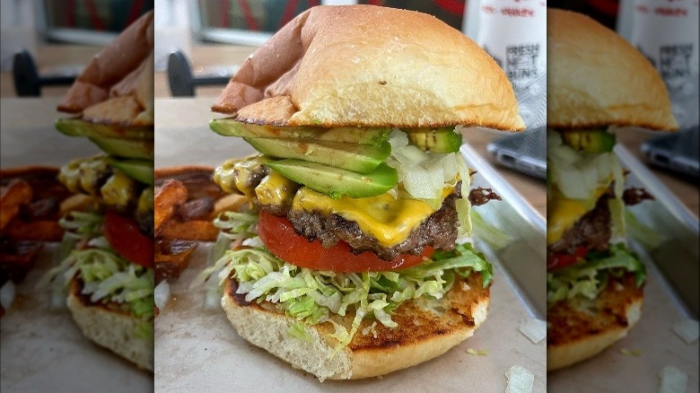 Mooyah cheeseburger with avocado