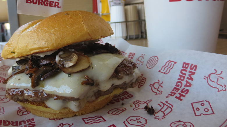 Smashburger cheeseburger on table