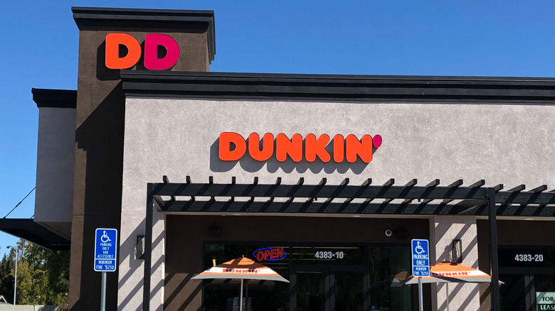 Exterior of a Dunkin restaurant 