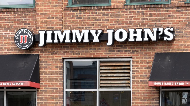 Jimmy John's brick wall exterior