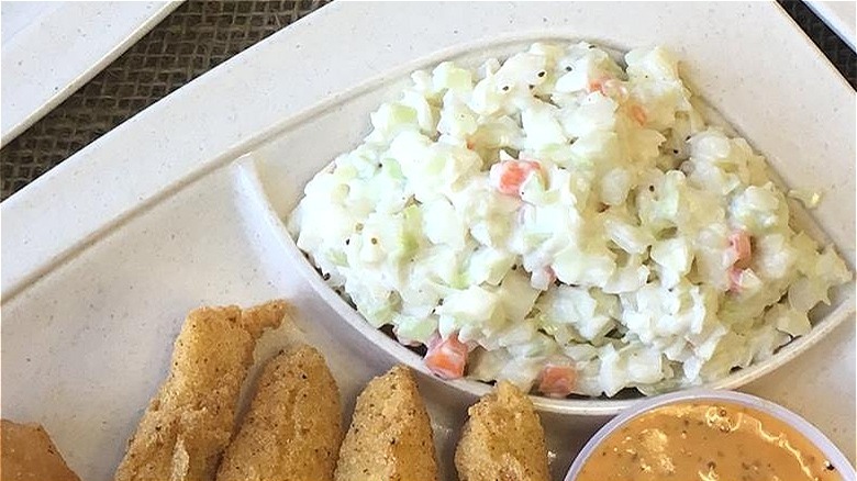 Coleslaw on white plate