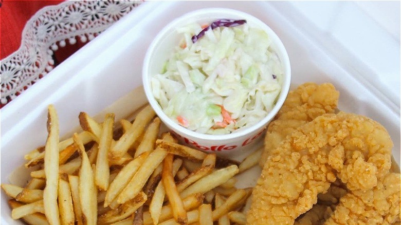 Chicken tenders with coleslaw