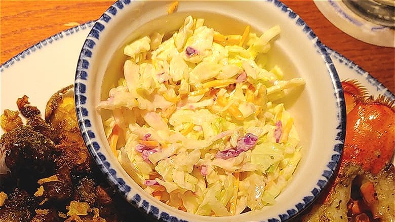 Close-up of restaurant coleslaw