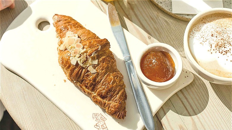 Croissant on white plate