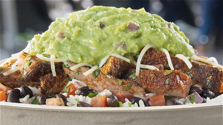 Chipotle burrito bowl close-up