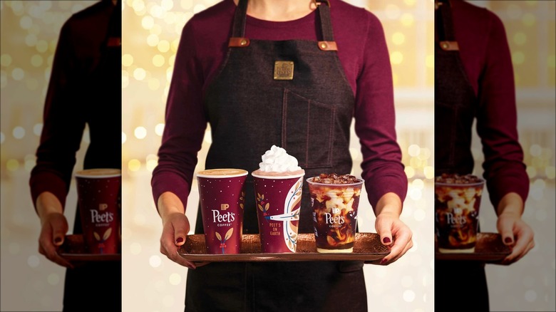 Peet's holiday drinks on tray